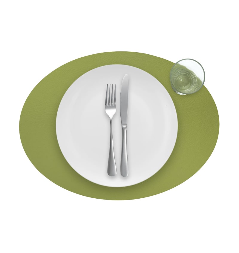 PLACEMAT - RECYC LEDER - 33x45cm ovaal - 12st - THYME - detail PLM7106 img