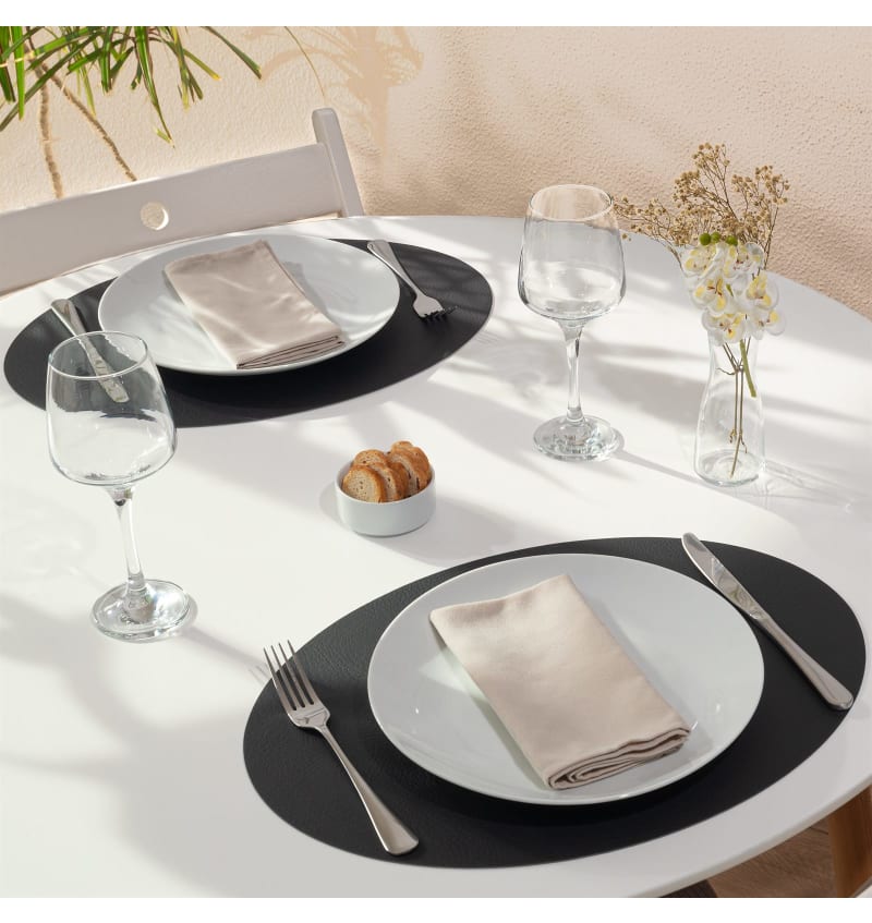 PLACEMAT - RECYC LEDER - 33x45cm ovaal - 12st - CHIA - sfeerfoto PLM7107 img