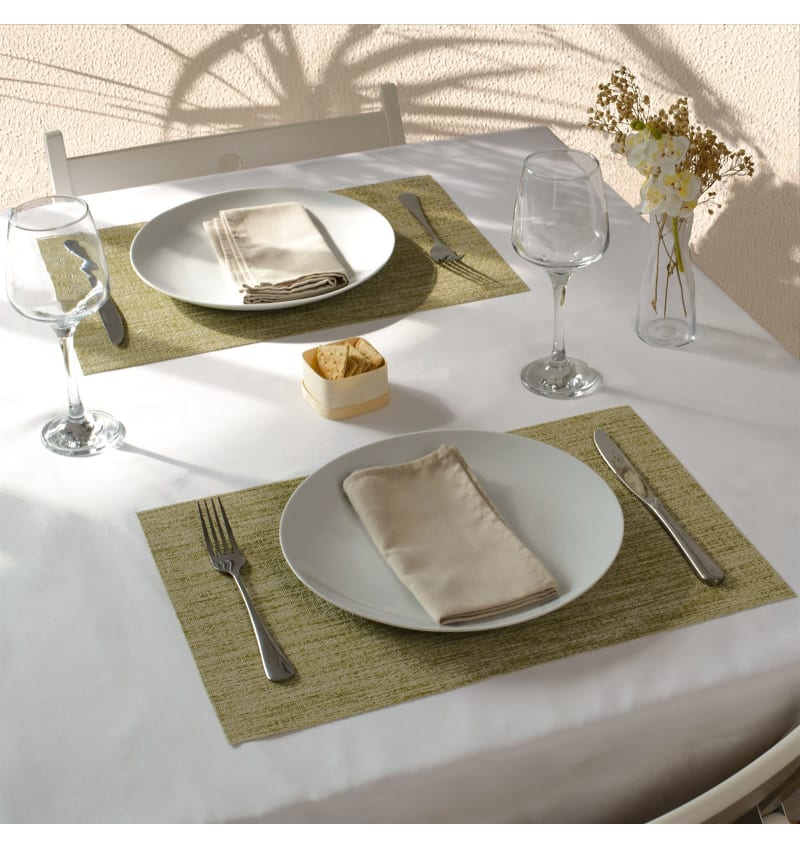 PLACEMAT - PVC WOVEN - 30x45cm - 12st - MONO GREEN - sfeerfoto PLM9801 img