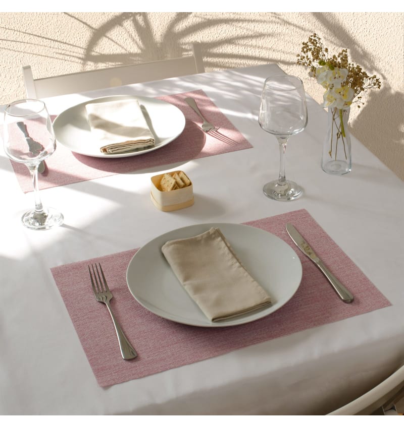 PLACEMAT - PVC WOVEN - 30x45cm - 12st - MONO PINK - sfeerfoto PLM9802 img