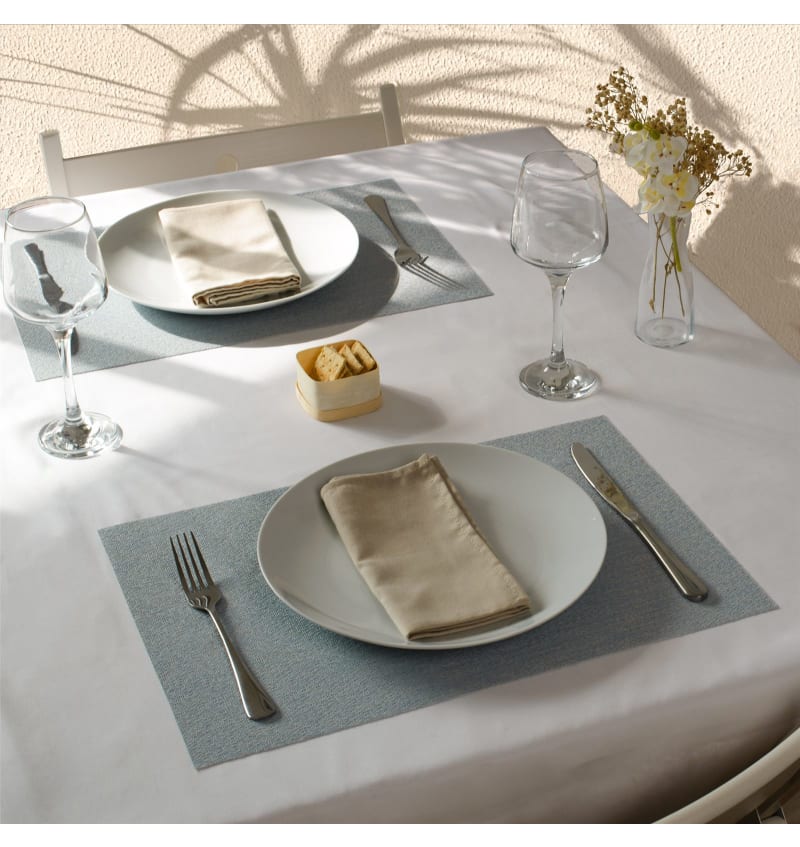 PLACEMAT - PVC WOVEN - 30x45cm - 12st - MONO BLUE - sfeerfoto PLM9803 img