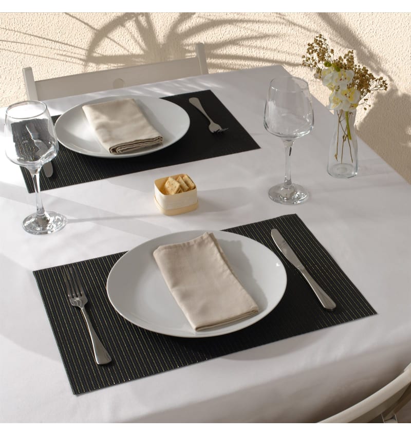 PLACEMAT - PVC WOVEN - 30x45cm - 12st - GALA BLACK GOLD - sfeerfoto PLM9805 img