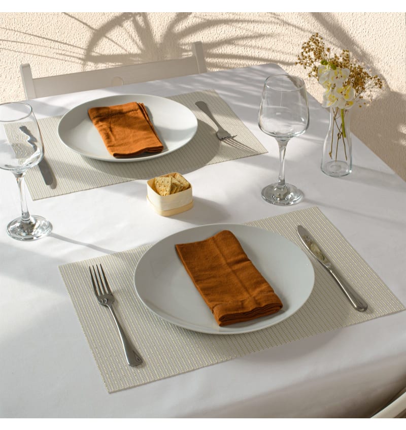 PLACEMAT - PVC WOVEN - 30x45cm - 12st - GALA WHITE GOLD - sfeerfoto PLM9806 img