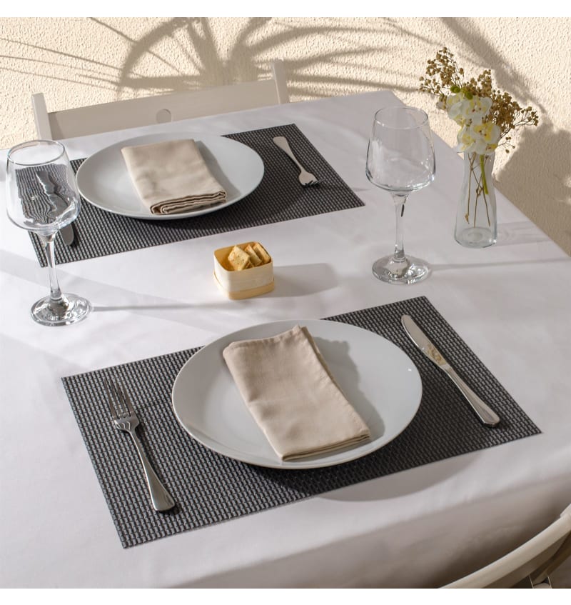 PLACEMAT - PVC WOVEN - 30x45cm - 12st - JOLLY BLACK - sfeerfoto PLM9809 img