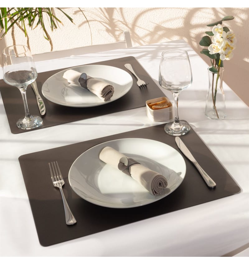 SKINNATUR - placemat - 45x35cm - 12st - COFFEE BEAN - sfeerfoto SKIN01002 img