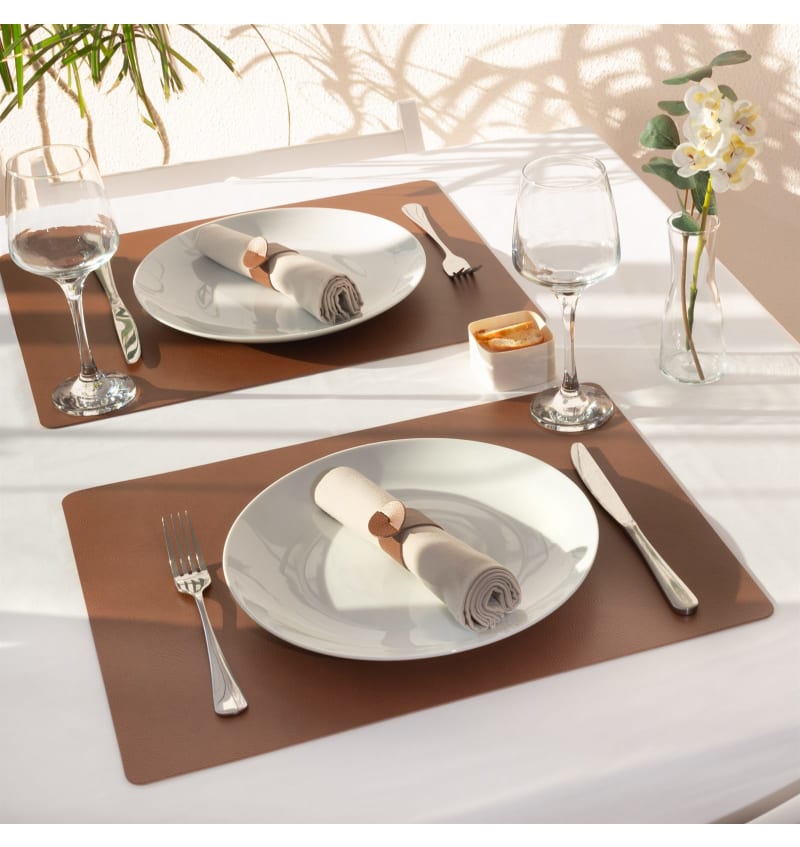 SKINNATUR - placemat - 45x35cm - 12st - COGNAC - sfeerfoto SKIN01006 img
