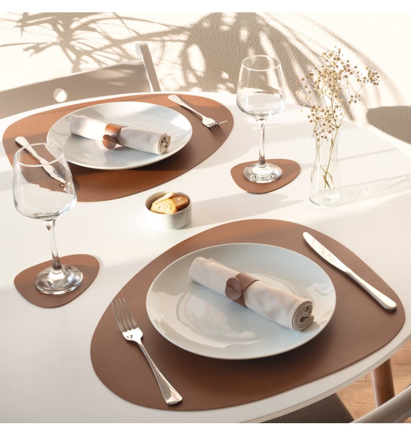 SKINNATUR - placemat pebble - 46x40cm - 12st - COGNAC - sfeerfoto SKIN02006 img