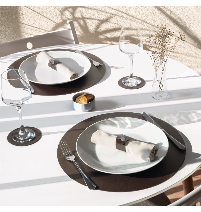 SKINNATUR - placemat circle - 38cm rond - 12st - COFFEE BEAN - sfeerfoto SKIN03002 img