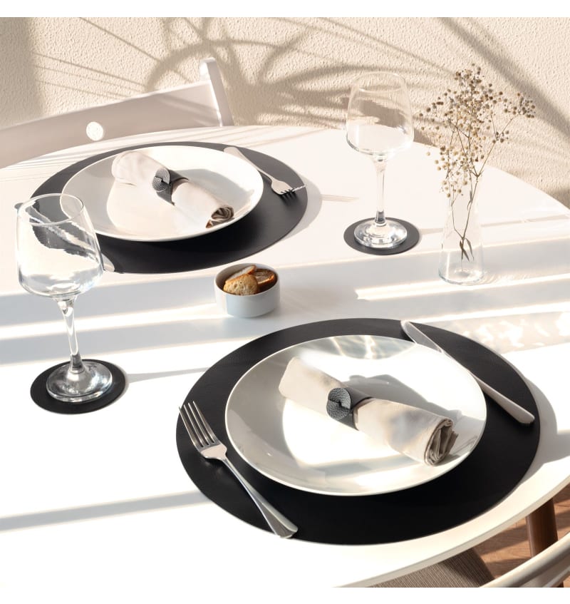 SKINNATUR - placemat circle - 38cm rond - 12st - CHARCOAL - sfeerfoto SKIN03003 img