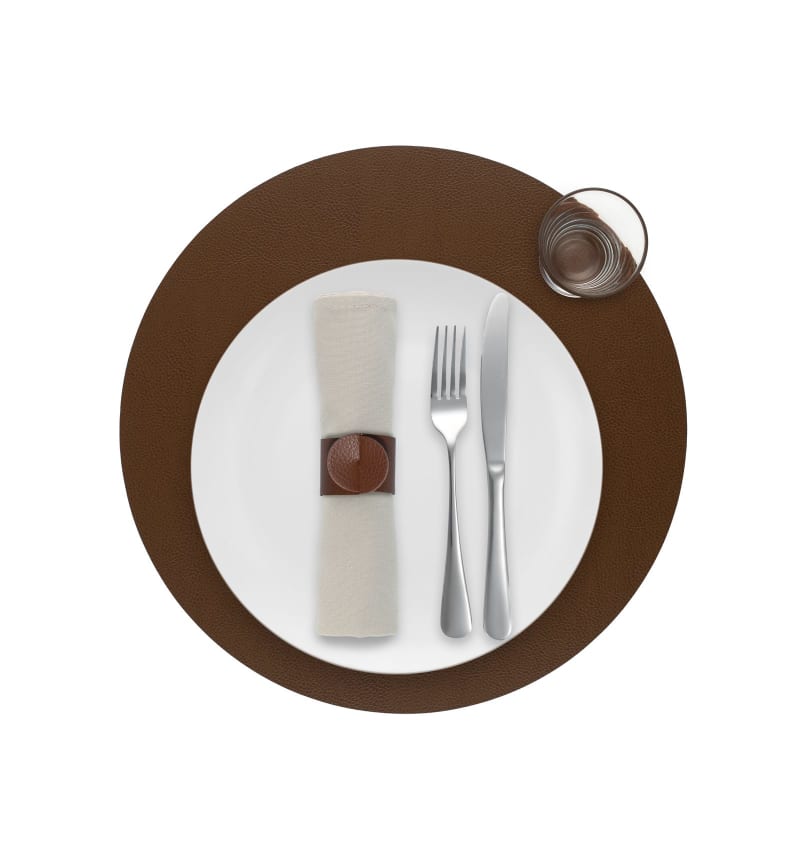SKINNATUR - placemat circle - 38cm rond - 12st - COGNAC - detail SKIN03006 img