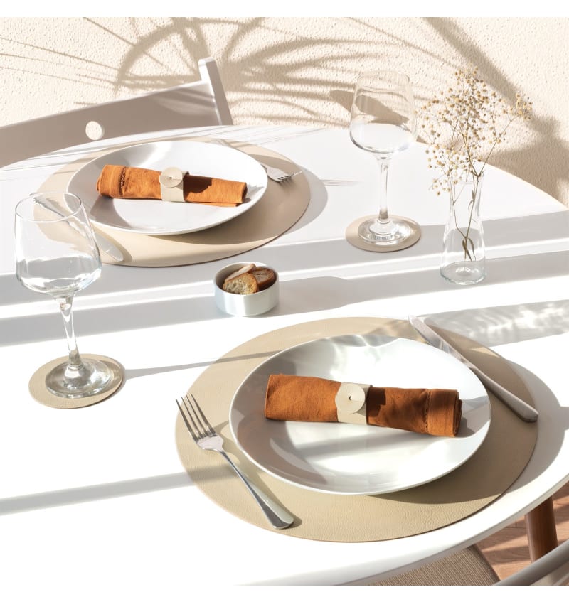 SKINNATUR - placemat circle - 38cm rond - 12st - LINEN - sfeerfoto SKIN03009 img