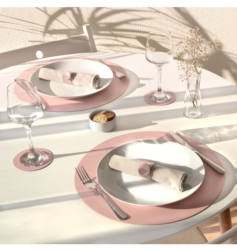 SKINNATUR - placemat circle - 38cm rond - 12st - ROSEWATER - sfeerfoto SKIN03010 img