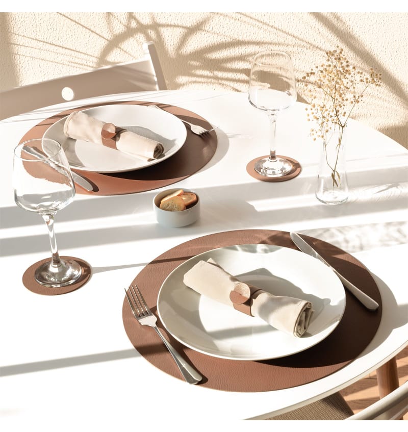 SKINNATUR - placemat circle - 38cm rond - 12st - TOBACCO - sfeerfoto SKIN03012 img