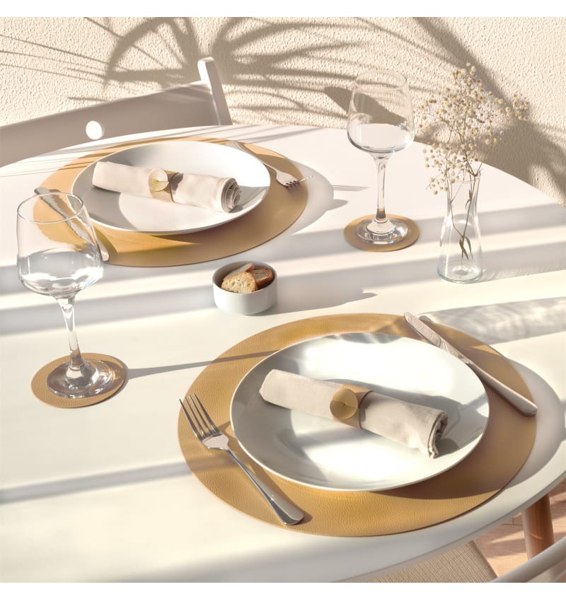 SKINNATUR - placemat circle - 38cm rond - 12st - GOLD - sfeerfoto SKIN03013 img