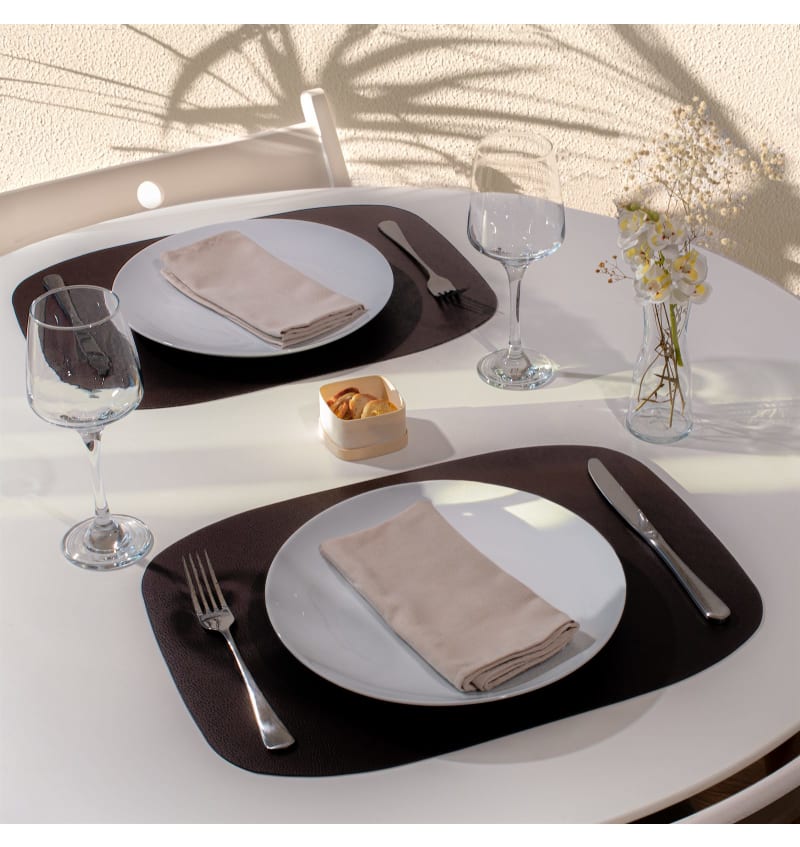 SKINNATUR - placemat ellipse - 45x33cm - 12st - COFFEE BEAN - sfeerfoto SKIN04002 img