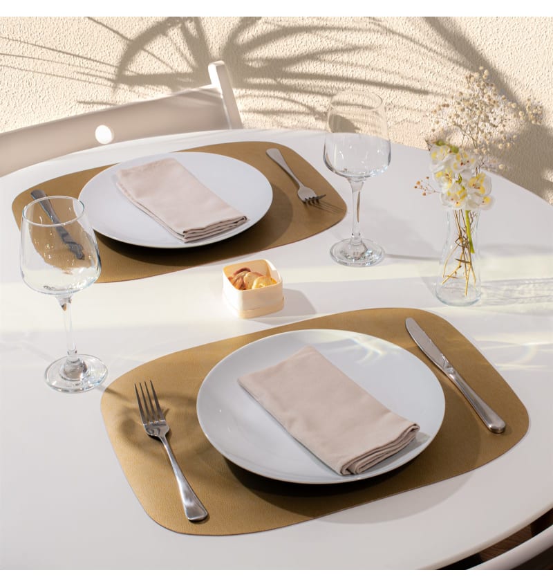 SKINNATUR - placemat ellipse - 45x33cm - 12st - GOLD - sfeerfoto SKIN04013 img