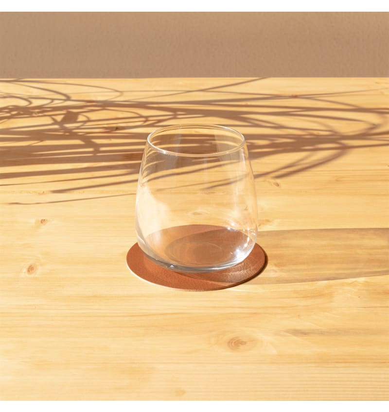 SKINNATUR - onderzetter circle - 10cm rond - 1set/6st - COGNAC - sfeerfoto SKIN10306 img