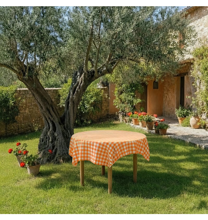 WOW - tafellaken - 150x150cm - 2st - SPRING APRICOT - sfeerfoto WOW01703 img