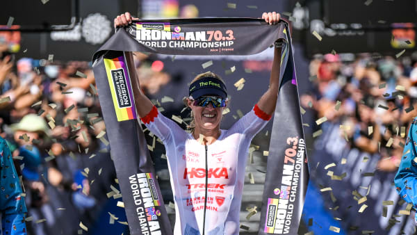 Taylor Knibb tager sin fjerde IRONMAN 70.3-VM-titel i Nice, Marjolaine Pierré nummer fem