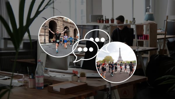 Les coureurs au bureau le lundi post-marathon