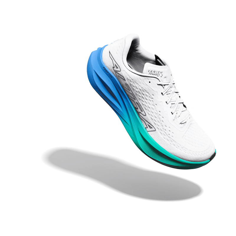Altra Vanish Tempo 2 kombinerer FAST TRN-skum, PEBAX-plade og 4 mm drop til hurtige pas og lange distancer.