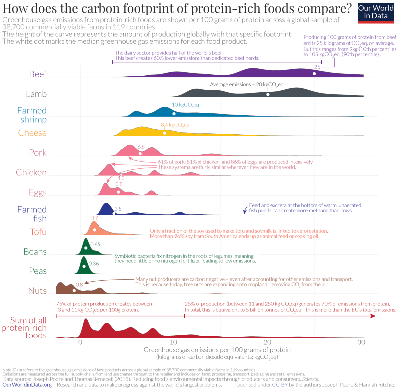 (Image) Carbon footprint of protein-rich foods (source: Our World in Data)