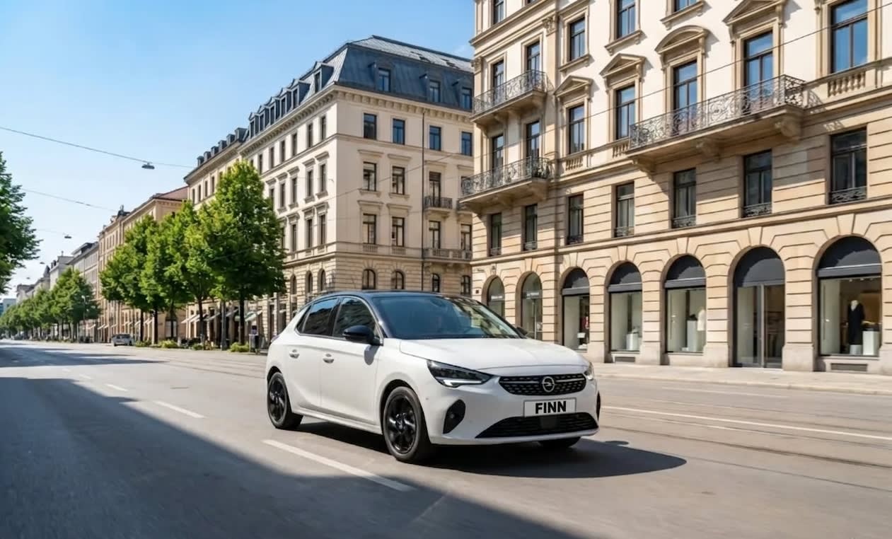 Ein Paar sitzt in einem Opel von FINN und lacht.