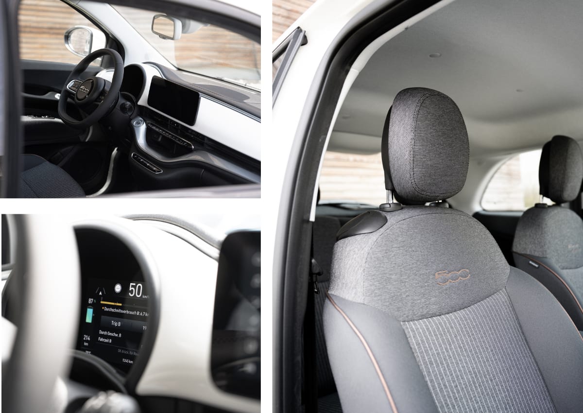 Das Interieur des Fiat 500 Elektro.