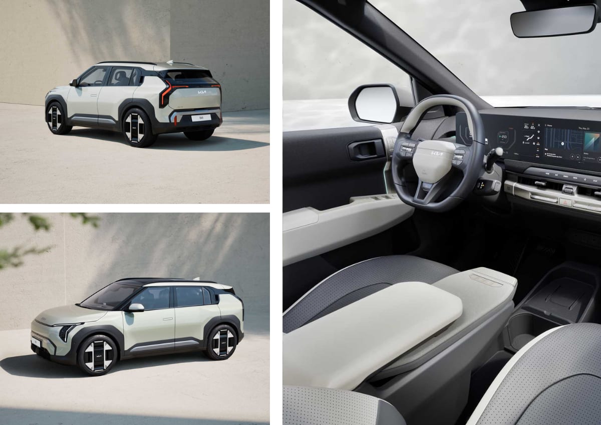 Das Interior und Exterior eines Kia EV3.