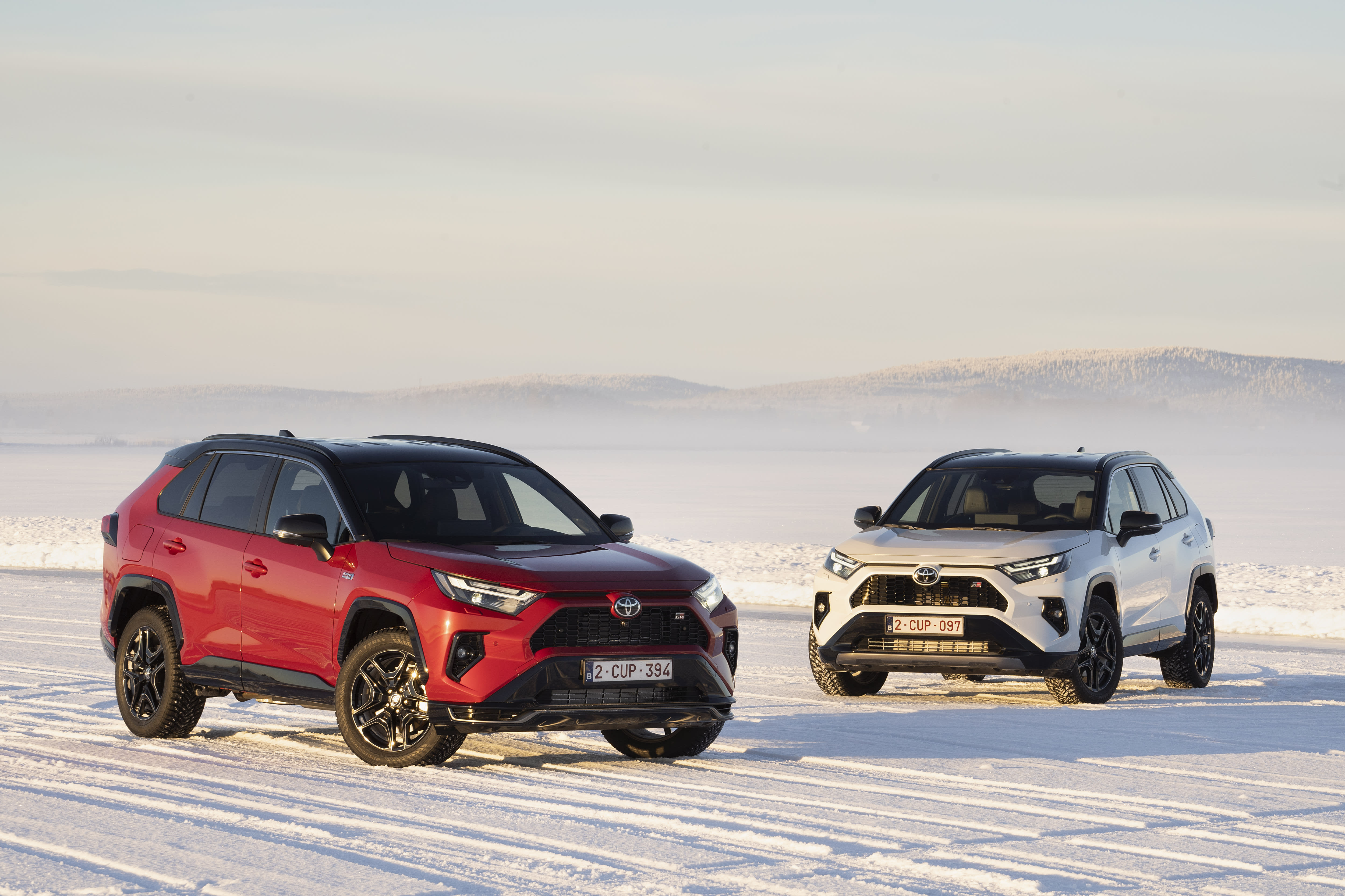 Zwei Toyota RAV4 Hybrid.