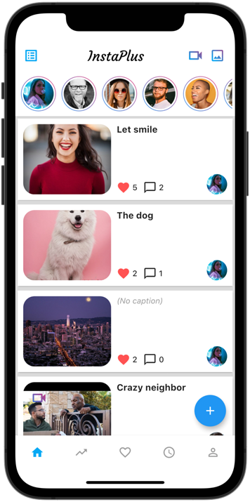 InstaPlus - Complete app Instagram, 9GAG clone Android iOS
