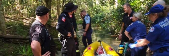 An image relating to the news item Injured bike rider rescued by boat