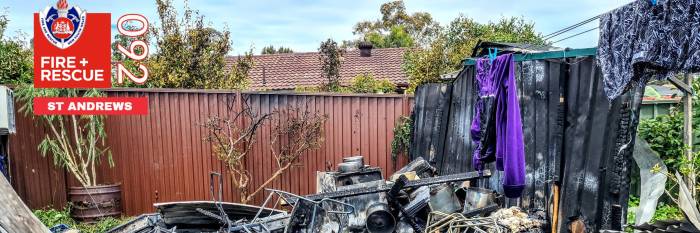 An image relating to the news item Backyard Shed Fire