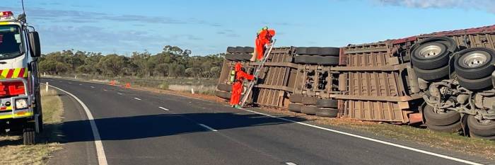 An image relating to the news item B-double roll-over