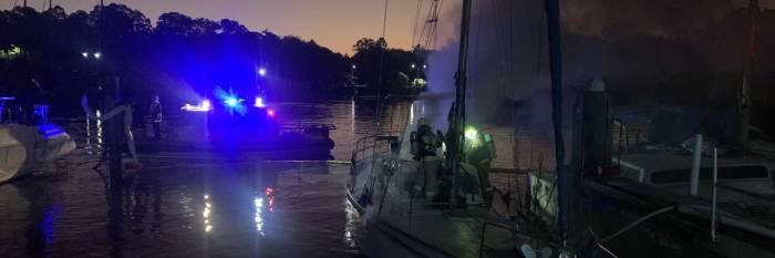 An image relating to the news item Fire crews douse yacht fire