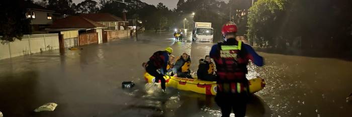 An image relating to the news item Firefighters assisting with Sydney flood rescues - Video