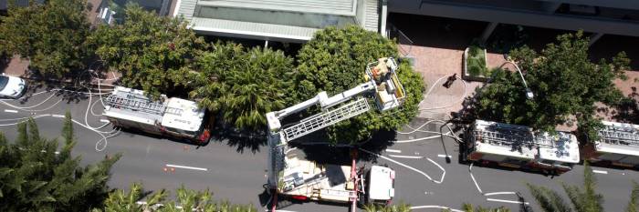 An image relating to the news item Fire and Rescue NSW responds to blaze and major gas leak in row of shops 