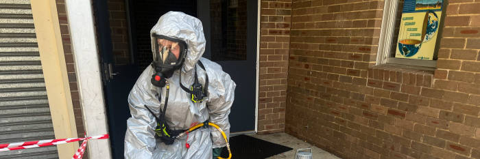 An image relating to the news item Fire and Rescue NSW contains chemical spill at high school