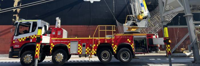 An image relating to the news item ***VISION ALERT*** Fire and Rescue NSW crews participate in major maritime emergency exercise