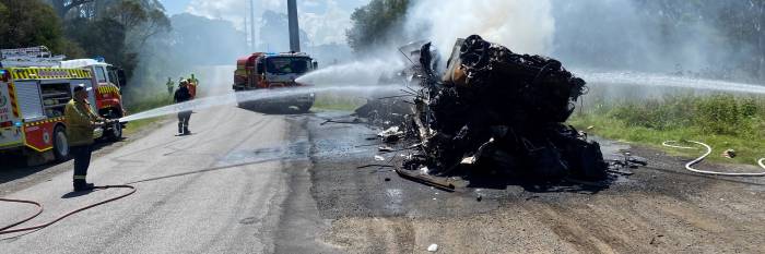 An image relating to the news item Fire crews extinguish motorway trailer fire 