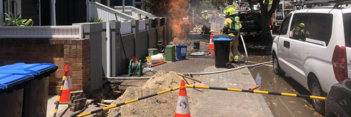 An image relating to the news item Worker injured after ruptured gas line bursts into flames 