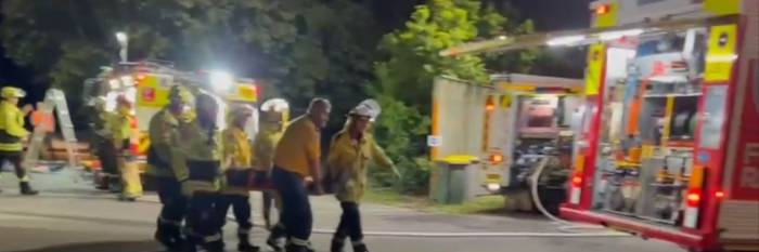 An image relating to the news item Lake Macquarie Firefighters hone rescue skills with bus crash exercise 