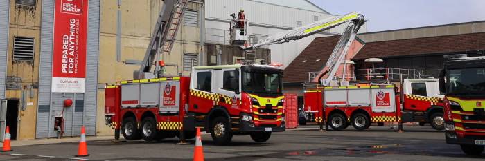 An image relating to the news item MEDIA ALERT - FRNSW unveils new aerial platform appliances to deal with at-height emergencies