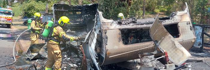 An image relating to the news item Fire and Rescue NSW issues gas safety warning after caravan fire 