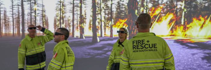 An image relating to the news item ***VISION ALERT***Fire and Rescue NSW partners with the Uni of NSW to develop immersive AI-powered fireground training