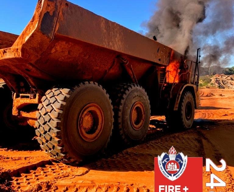 An image relating to the news item Construction Dump Truck Fire