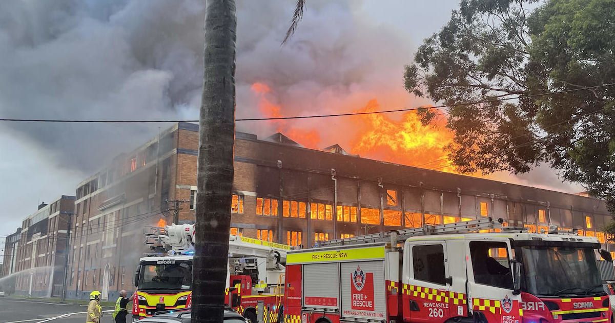 An image relating to the news item Mega warehouse blaze underway