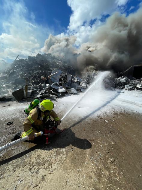 An image relating to the news item Firefighters battle large scrap yard blaze