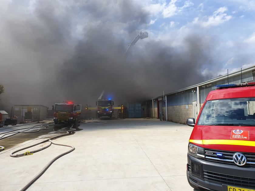 An image relating to the news item Investigations into large factory fire underway