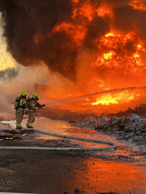 An image relating to the news item Firefighters battle intense plastics blaze